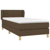 Produktbild för Ramsäng med madrass mörkbrun 90x190 cm tyg