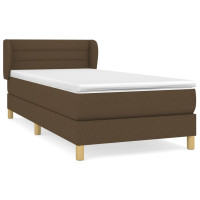 Produktbild för Ramsäng med madrass mörkbrun 90x190 cm tyg