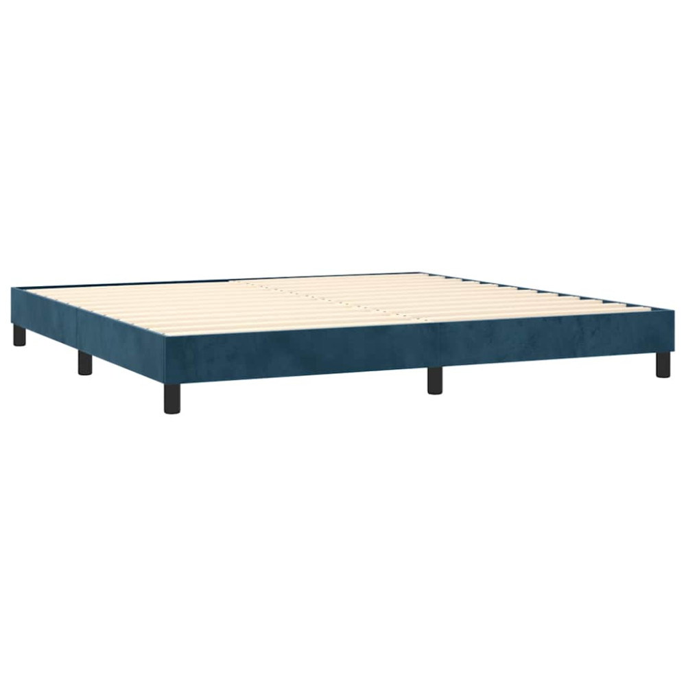 Produktbild för Ramsäng med madrass mörkblå 200x200 cm sammet