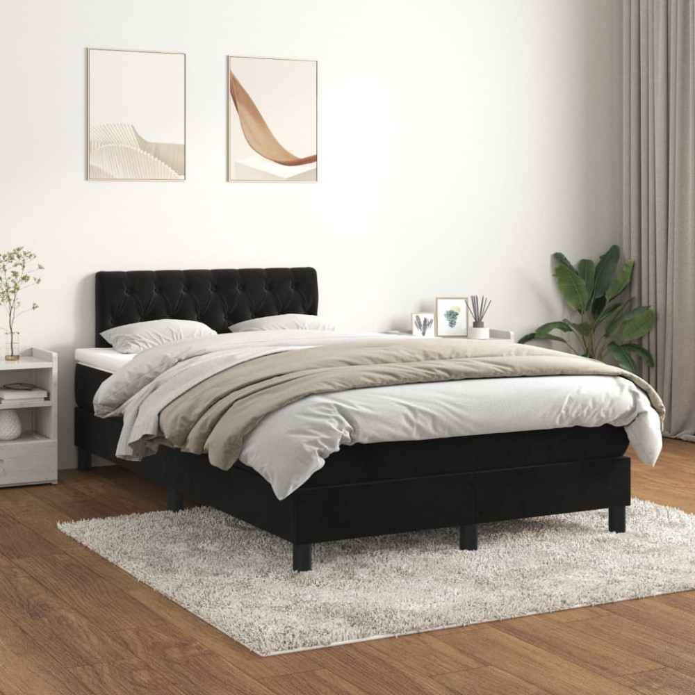 Produktbild för Ramsäng med madrass svart 120x200 cm sammet