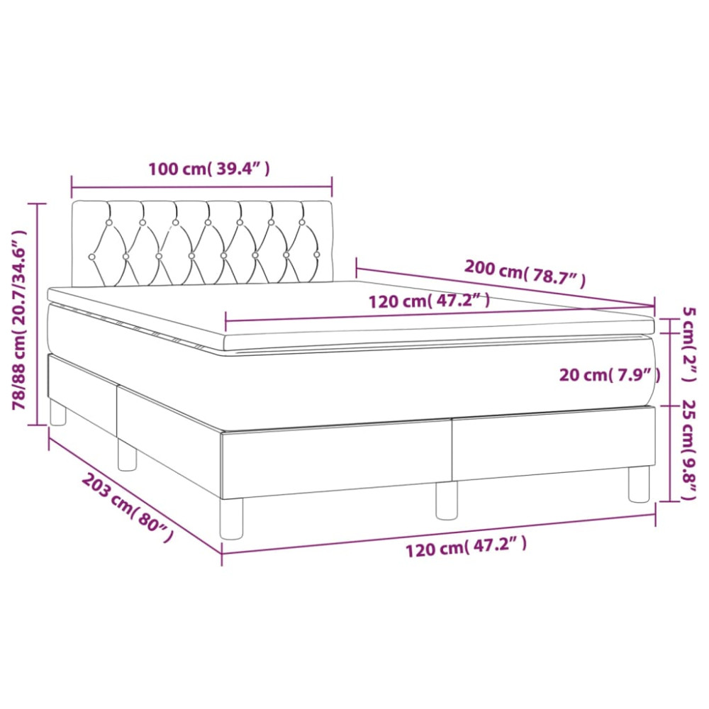 Produktbild för Ramsäng med madrass svart 120x200 cm sammet