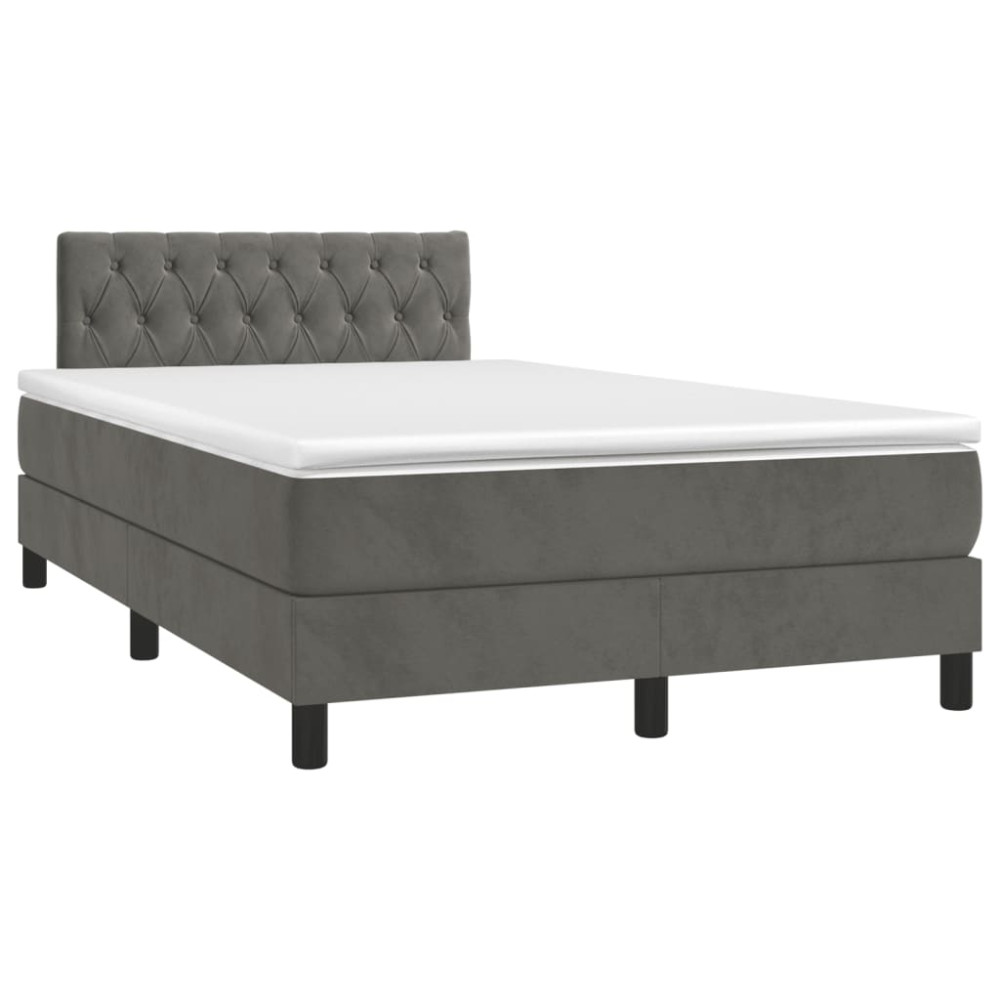 Produktbild för Ramsäng med madrass mörkgrå 120x200 cm sammet