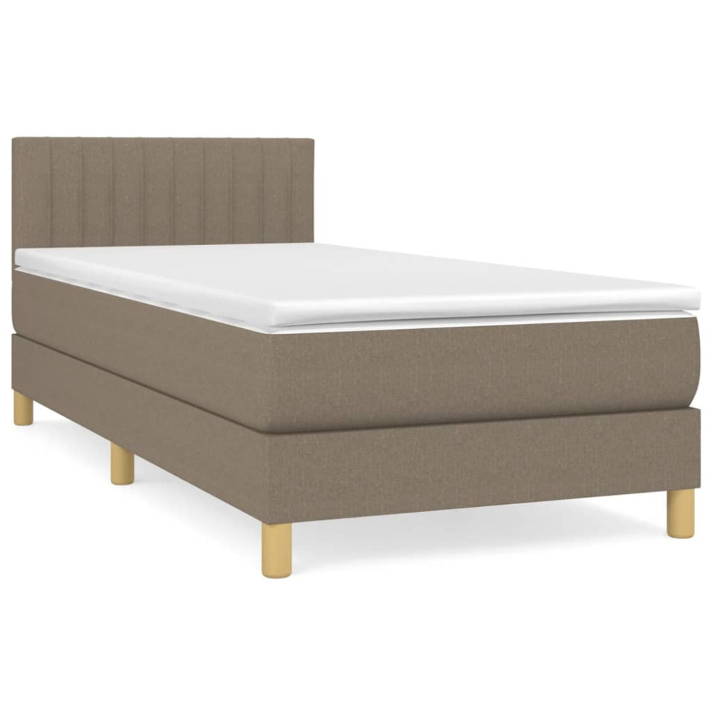 Produktbild för Ramsäng med madrass taupe 90x190 cm tyg