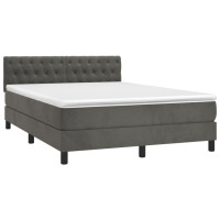 Produktbild för Ramsäng med madrass mörkgrå 140x190 cm sammet