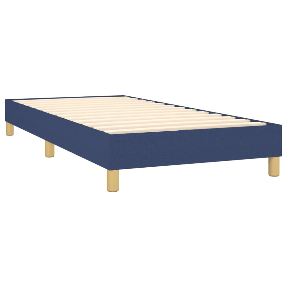 Produktbild för Ramsäng med madrass blå 90x190 cm tyg