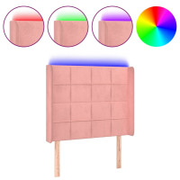 Produktbild för Sänggavel LED rosa 103x16x118/128 cm sammet