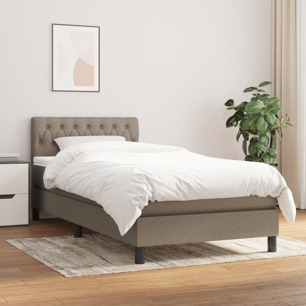 Produktbild för Ramsäng med madrass taupe 90x200 cm tyg