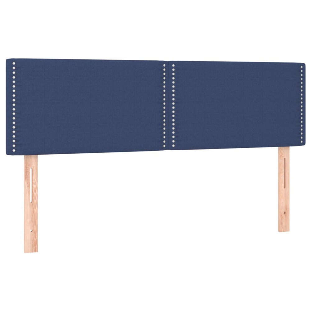 Produktbild för Ramsäng med madrass blå 140x190 cm tyg