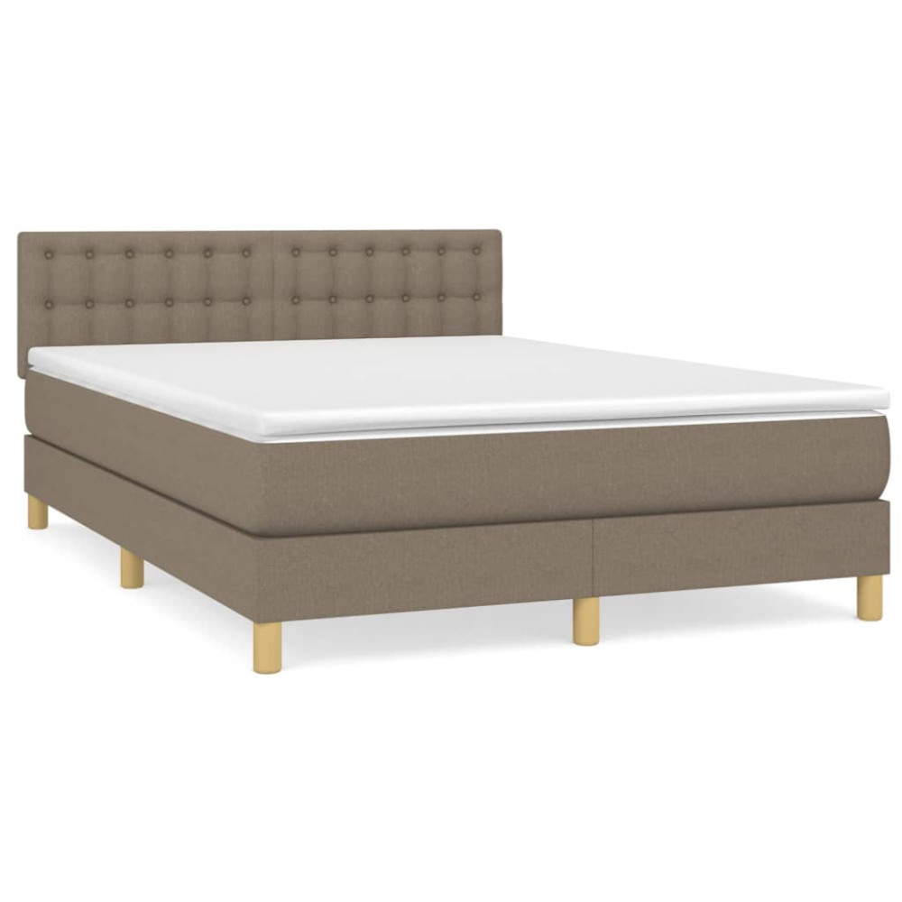 Produktbild för Ramsäng med madrass taupe 140x190 cm tyg