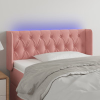 Produktbild för Sänggavel LED rosa 103x16x78/88 cm sammet