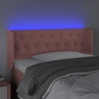 Produktbild för Sänggavel LED rosa 103x16x78/88 cm sammet