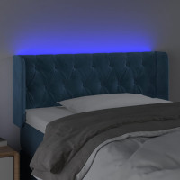 Produktbild för Sänggavel LED mörkblå 103x16x78/88 cm sammet