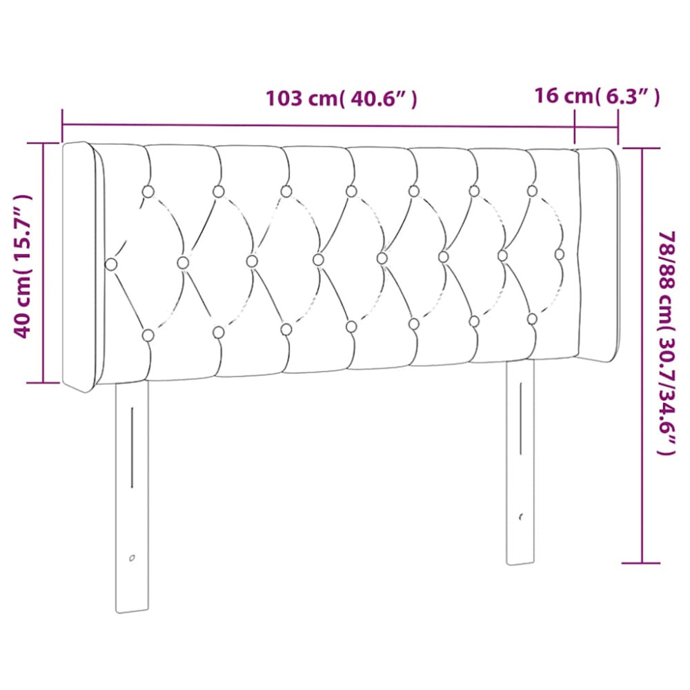 Produktbild för Sänggavel LED mörkblå 103x16x78/88 cm sammet