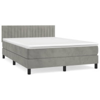Produktbild för Ramsäng med madrass ljusgrå 140x190 cm sammet
