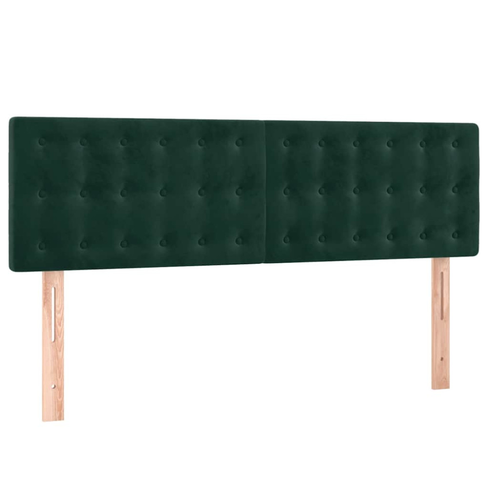 Produktbild för Ramsäng med madrass mörkgrön 140x190 cm sammet