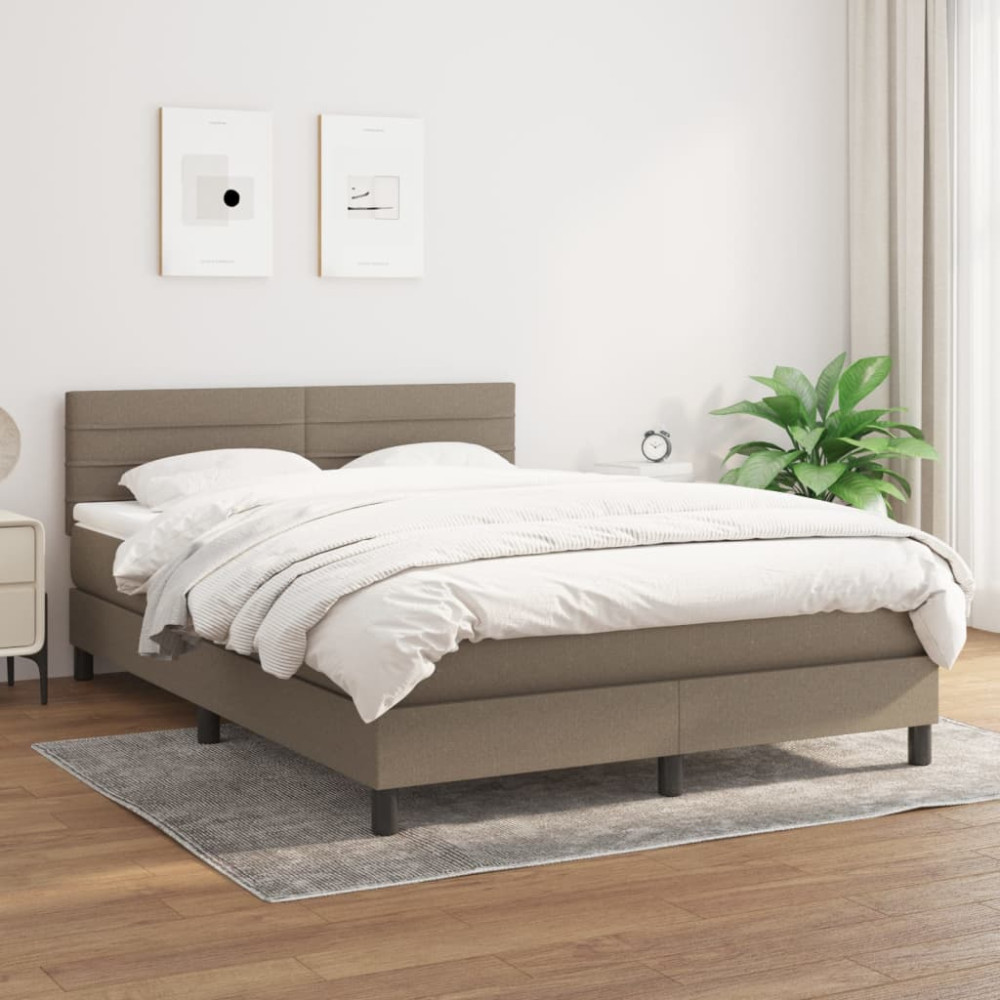 Produktbild för Ramsäng med madrass taupe 140x190 cm tyg