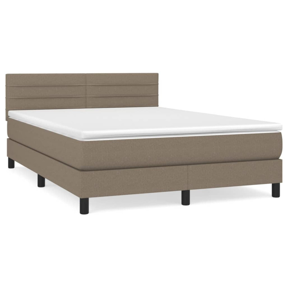 Produktbild för Ramsäng med madrass taupe 140x190 cm tyg