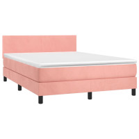 Produktbild för Ramsäng med madrass rosa 140x190 cm sammet