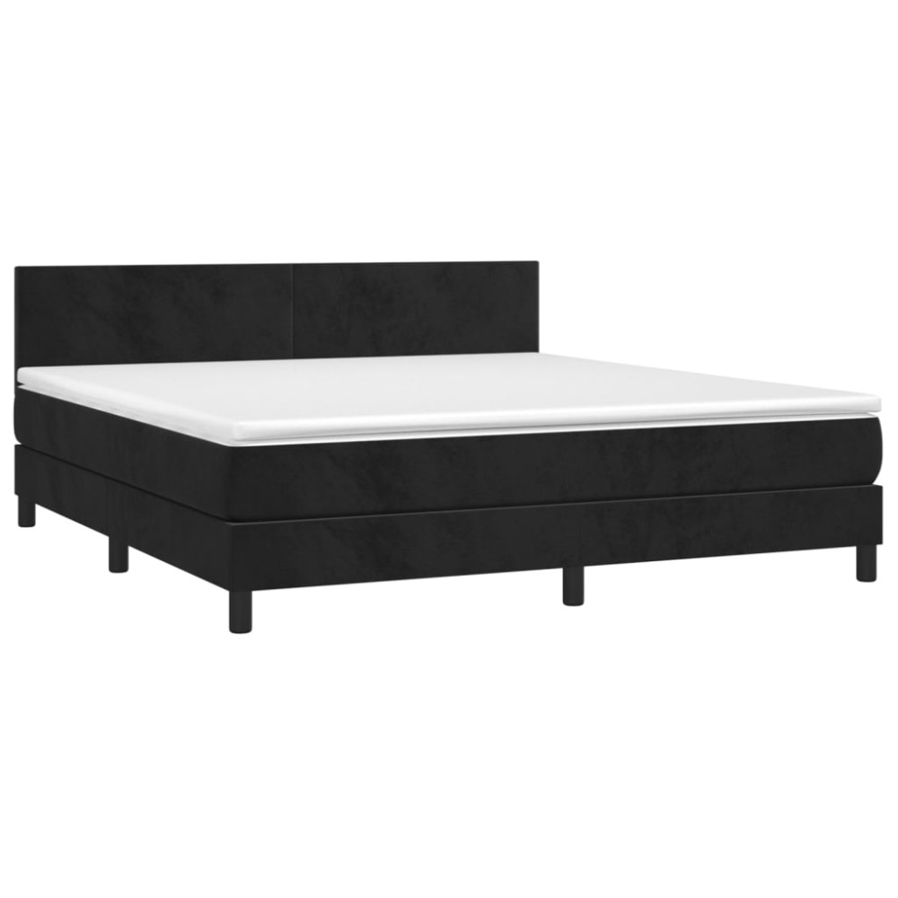 Produktbild för Ramsäng med madrass svart 160x200 cm sammet
