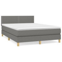 Produktbild för Ramsäng med madrass mörkgrå 140x190 cm tyg