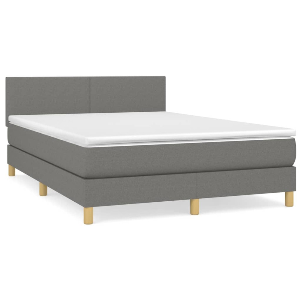 Produktbild för Ramsäng med madrass mörkgrå 140x190 cm tyg