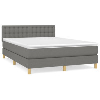 Produktbild för Ramsäng med madrass mörkgrå 140x190 cm tyg