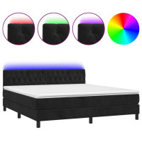 Produktbild för Ramsäng med madrass & LED svart 160x200 cm sammet