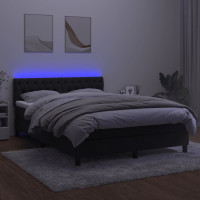 Produktbild för Ramsäng med madrass & LED svart 140x190 cm sammet