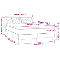 Produktbild för Ramsäng med madrass & LED svart 140x190 cm sammet