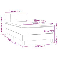 Produktbild för Ramsäng med madrass & LED taupe 90x200 cm tyg