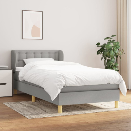 vidaXL Ramsäng med madrass ljusgrå 90x190 cm tyg - Sängar & Sängramar