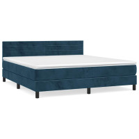 Produktbild för Ramsäng med madrass mörkblå 160x200 cm sammet