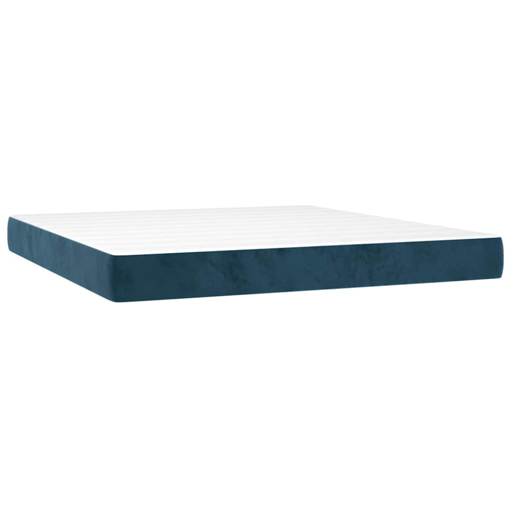 Produktbild för Ramsäng med madrass mörkblå 160x200 cm sammet