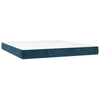 Produktbild för Ramsäng med madrass mörkblå 160x200 cm sammet