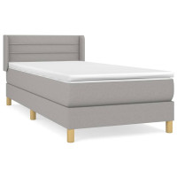 Produktbild för Ramsäng med madrass ljusgrå 90x190 cm tyg