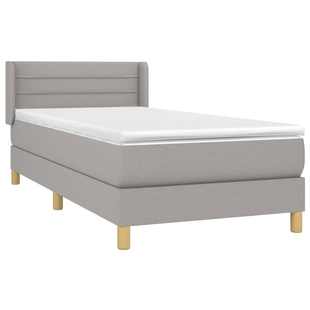 Produktbild för Ramsäng med madrass ljusgrå 90x190 cm tyg