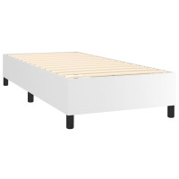 Produktbild för Ramsäng med madrass & LED vit 100x200 cm konstläder