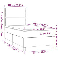 Produktbild för Ramsäng med madrass & LED vit 100x200 cm konstläder