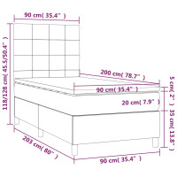 Produktbild för Ramsäng med madrass & LED mörkbrun 90x200 cm tyg