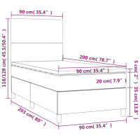 Produktbild för Ramsäng med madrass & LED taupe 90x200 cm tyg