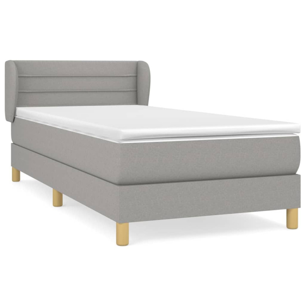 Produktbild för Ramsäng med madrass ljusgrå 90x190 cm tyg