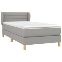 Produktbild för Ramsäng med madrass ljusgrå 90x190 cm tyg