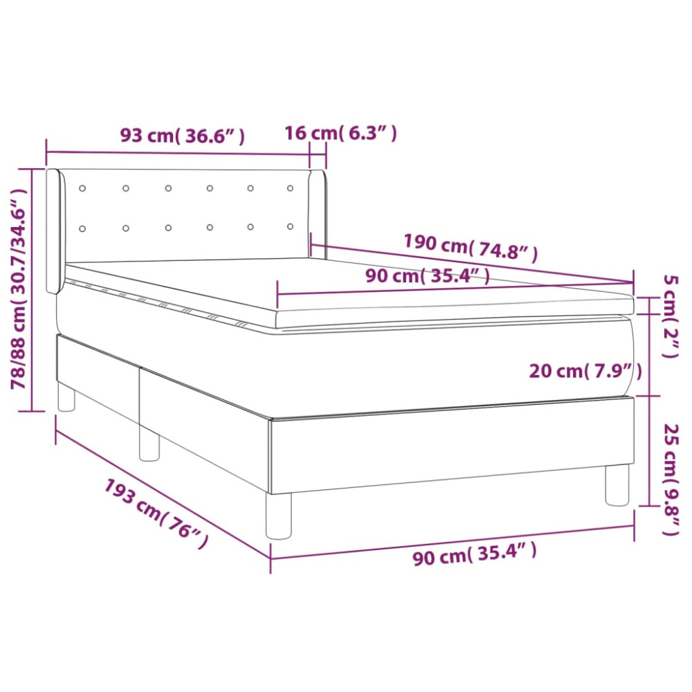 Produktbild för Ramsäng med madrass blå 90x190 cm tyg
