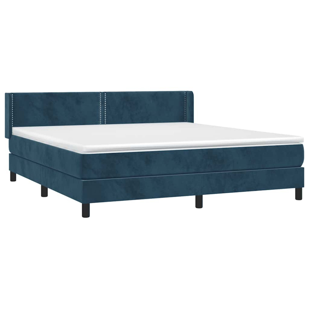 Produktbild för Ramsäng med madrass mörkblå 160x200 cm sammet