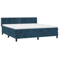 Produktbild för Ramsäng med madrass mörkblå 160x200 cm sammet