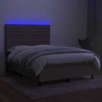 Produktbild för Ramsäng med madrass & LED taupe 140x200 cm tyg