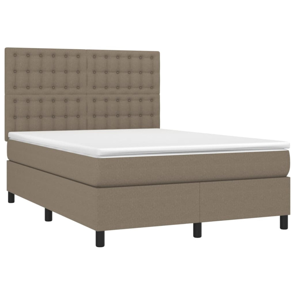 Produktbild för Ramsäng med madrass taupe 140x200 cm tyg