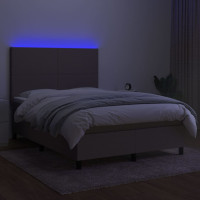 Produktbild för Ramsäng med madrass & LED taupe 140x200 cm tyg