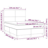 Produktbild för Ramsäng med madrass & LED taupe 140x200 cm tyg