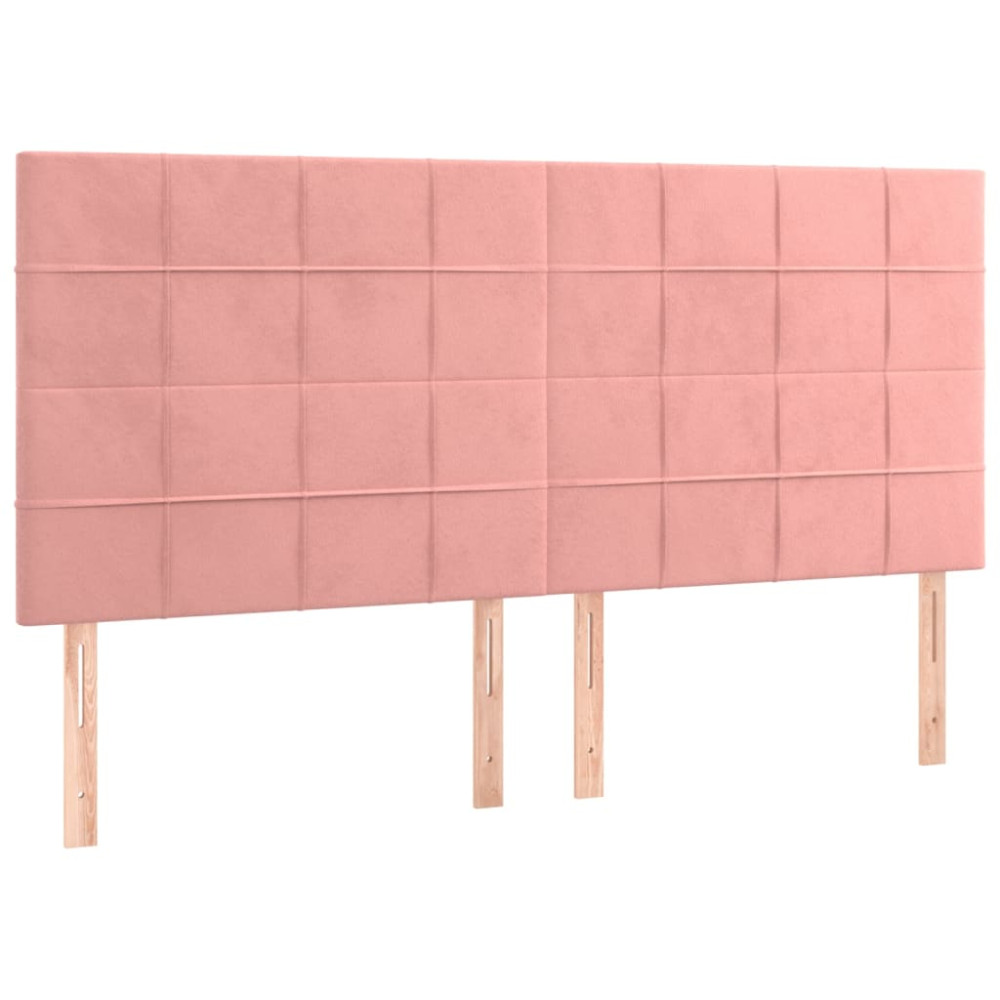 Produktbild för Sänggavel LED rosa 200x5x118/128 cm sammet